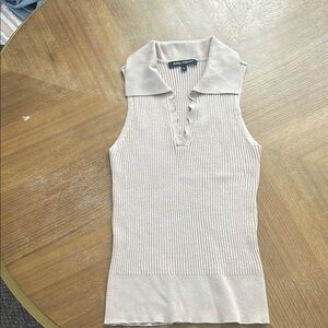 Sleeveless Beige Knit Top